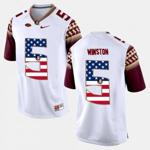 US Flag Fashion For Men White Jameis Winston FSU Jersey #5 966655-232