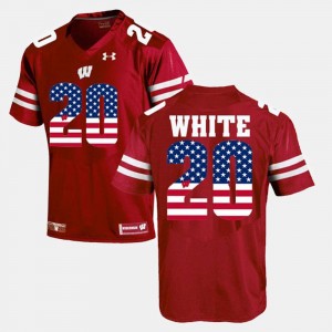 Maroon Men James White Wisconsin Jersey US Flag Fashion #20 807536-165