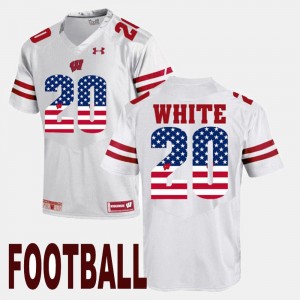 Men James White Wisconsin Jersey White #20 US Flag Fashion 980605-604