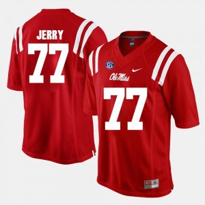 Red #77 John Jerry Ole Miss Jersey Alumni Football Game Men's 635002-181