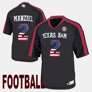 #2 US Flag Fashion Johnny Manziel Texas A&M Jersey For Men Black 907696-435