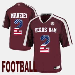 Maroon Johnny Manziel Texas A&M Jersey Men's US Flag Fashion #2 418306-184