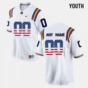 Youth(Kids) #00 US Flag Fashion LSU Customized Jersey White 378825-257