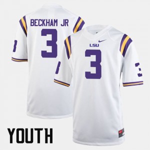 Youth(Kids) #3 White Alumni Football Game Odell Beckham Jr LSU Jersey 288780-445