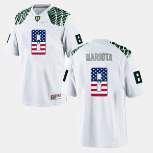 For Men's White Marcus Mariota Oregon Jersey #8 US Flag Fashion 522806-253