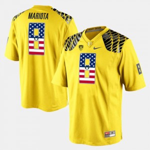 Yellow #8 Marcus Mariota Oregon Jersey For Men's US Flag Fashion 131531-906