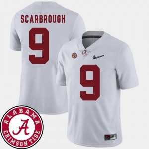 Bo Scarbrough Alabama Jersey White For Men #9 College Football 2018 SEC Patch 472668-990