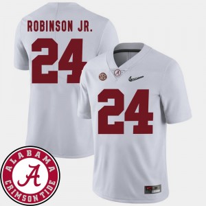 College Football 2018 SEC Patch #24 Brian Robinson Jr. Alabama Jersey White For Men 602374-249