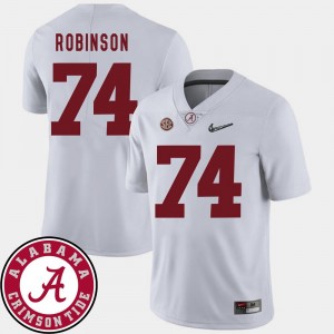 #74 2018 SEC Patch White College Football Cam Robinson Alabama Jersey Men's 970390-348