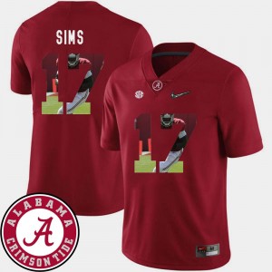 Football Pictorial Fashion Crimson Cam Sims Alabama Jersey #17 For Men's 849684-641