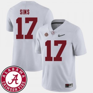 #17 College Football Cam Sims Alabama Jersey 2018 SEC Patch For Men's White 909113-358