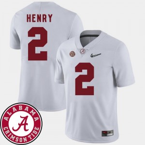 College Football Derrick Henry Alabama Jersey White For Men #2 2018 SEC Patch 749817-792
