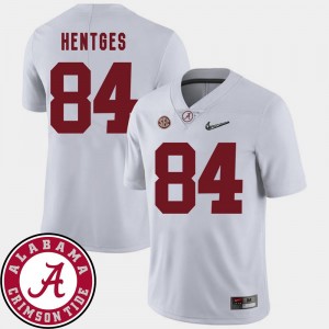 2018 SEC Patch Hale Hentges Alabama Jersey #84 White College Football For Men's 916956-663