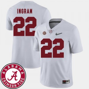 2018 SEC Patch #22 Men's White College Football Mark Ingram Alabama Jersey 388772-182