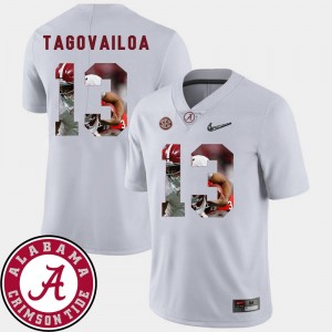 Men's Football White Pictorial Fashion Tua Tagovailoa Alabama Jersey #13 352252-932