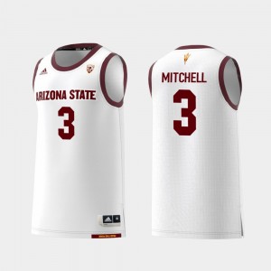 White Replica College Basketball Mickey Mitchell ASU Jersey #3 For Men's 330391-253