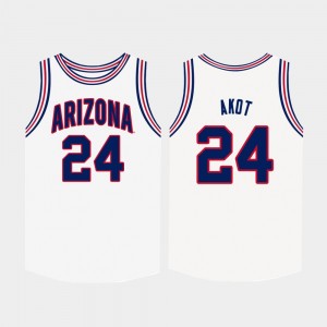 #24 College Basketball Emmanuel Akot Arizona Jersey Men's White 921458-502