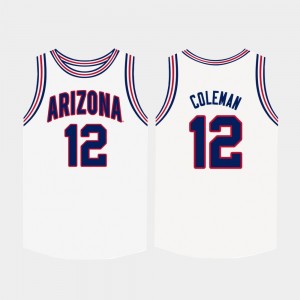 College Basketball Justin Coleman Arizona Jersey #12 Men White 978208-687