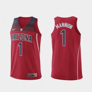 Authentic Hyper Elite College Basketball Red #1 Nico Mannion Arizona Jersey Men's 778448-894