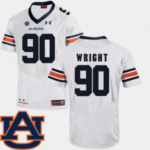 College Football Gabe Wright Auburn Jersey #90 White SEC Patch Replica For Men's 727444-115