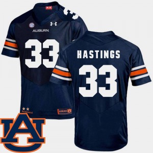 Will Hastings Auburn Jersey #33 College Football SEC Patch Replica Navy For Men 555108-472