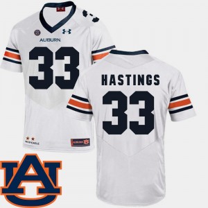 Will Hastings Auburn Jersey Men's SEC Patch Replica College Football #33 White 977702-630