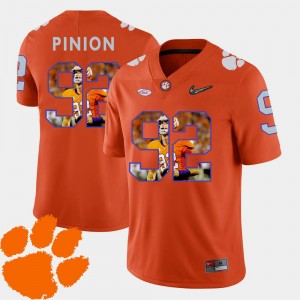Football Men's Bradley Pinion Clemson Jersey #92 Orange Pictorial Fashion 240642-441