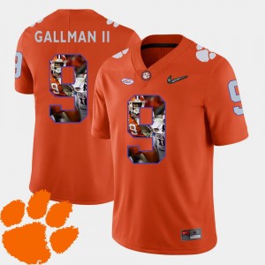 Football Wayne Gallman II Clemson Jersey For Men #9 Pictorial Fashion Orange 225770-180