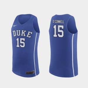 March Madness College Basketball Alex O'Connell Duke Jersey #15 Royal Authentic Men 728197-661