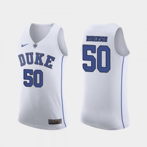 Men's #50 Justin Robinson Duke Jersey White March Madness College Basketball Authentic 879387-673