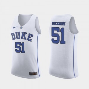 Mike Buckmire Duke Jersey Authentic March Madness College Basketball #51 White Mens 150547-969