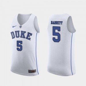 #5 For Men's RJ Barrett Duke Jersey March Madness College Basketball Authentic White 895607-236