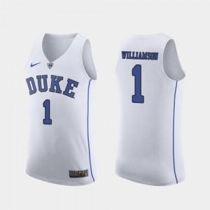 Zion Williamson Duke Jersey For Men Authentic #1 March Madness College Basketball White 997233-289
