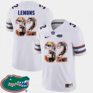 Adarius Lemons Gators Jersey #32 Men's Football White Pictorial Fashion 824266-385