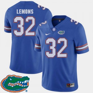 College Football 2018 SEC #32 Mens Adarius Lemons Gators Jersey Royal 907759-962