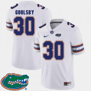 #30 College Football 2018 SEC Men's White DeAndre Goolsby Gators Jersey 486250-721