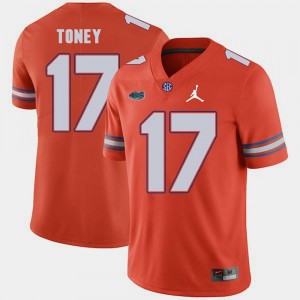 Kadarius Toney Gators Jersey #17 Orange Jordan Brand For Men's Replica 2018 Game 371750-836