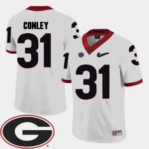 Mens White College Football #31 Chris Conley UGA Jersey 2018 SEC Patch 644401-276