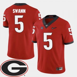 For Men's College Football #5 2018 SEC Patch Red Damian Swann UGA Jersey 387866-410