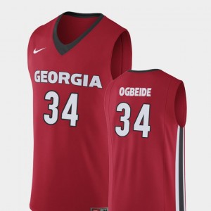 #34 Derek Ogbeide UGA Jersey College Basketball Replica Red For Men's 544232-151