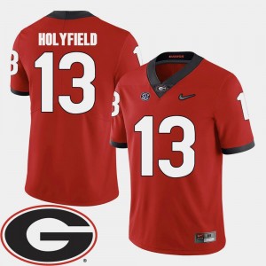 #13 For Men Elijah Holyfield UGA Jersey 2018 SEC Patch College Football Red 154391-125