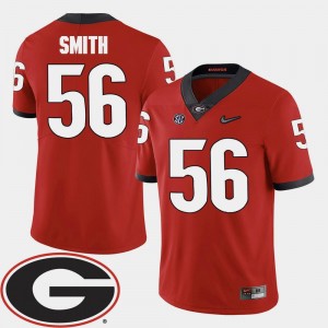 College Football Men Red Garrison Smith UGA Jersey #56 2018 SEC Patch 836411-330