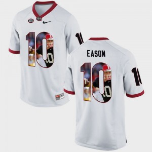 #10 White Pictorial Fashion Jacob Eason UGA Jersey For Men 575434-503