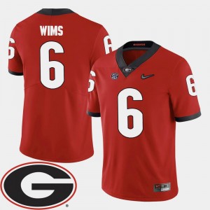 For Men #6 2018 SEC Patch Red College Football Javon Wims UGA Jersey 355053-527
