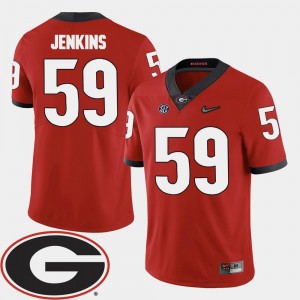 College Football Jordan Jenkins UGA Jersey 2018 SEC Patch Red #59 For Men's 734608-858