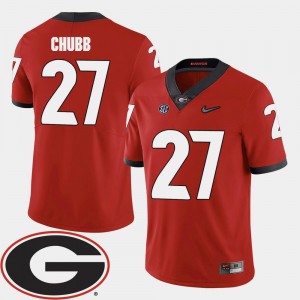For Men's Nick Chubb UGA Jersey 2018 SEC Patch #27 Red College Football 426144-837