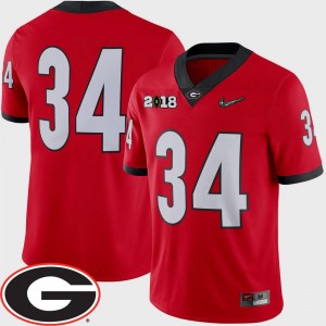 Red 2018 National Championship Playoff Game For Men UGA Jersey #34 College Football 334111-711