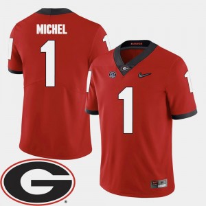 Mens Red 2018 SEC Patch #1 Sony Michel UGA Jersey College Football 829096-599