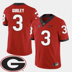 College Football #3 Todd Gurley UGA Jersey 2018 SEC Patch Red Men's 574192-969