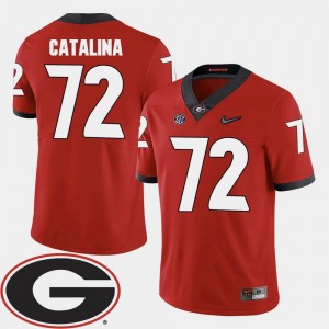 Tyler Catalina UGA Jersey #72 College Football 2018 SEC Patch For Men Red 481966-429